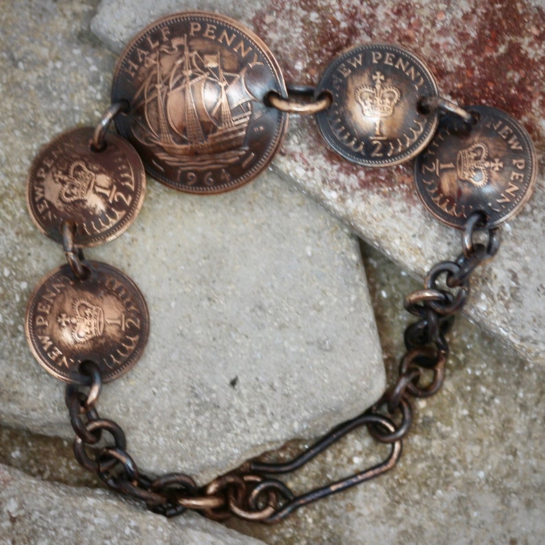 Bracelet Made From British Half Pennies.