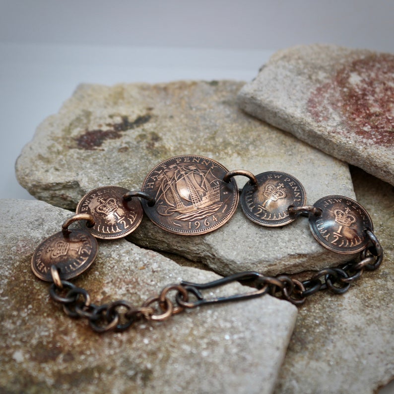 Bracelet Made From British Half Pennies.