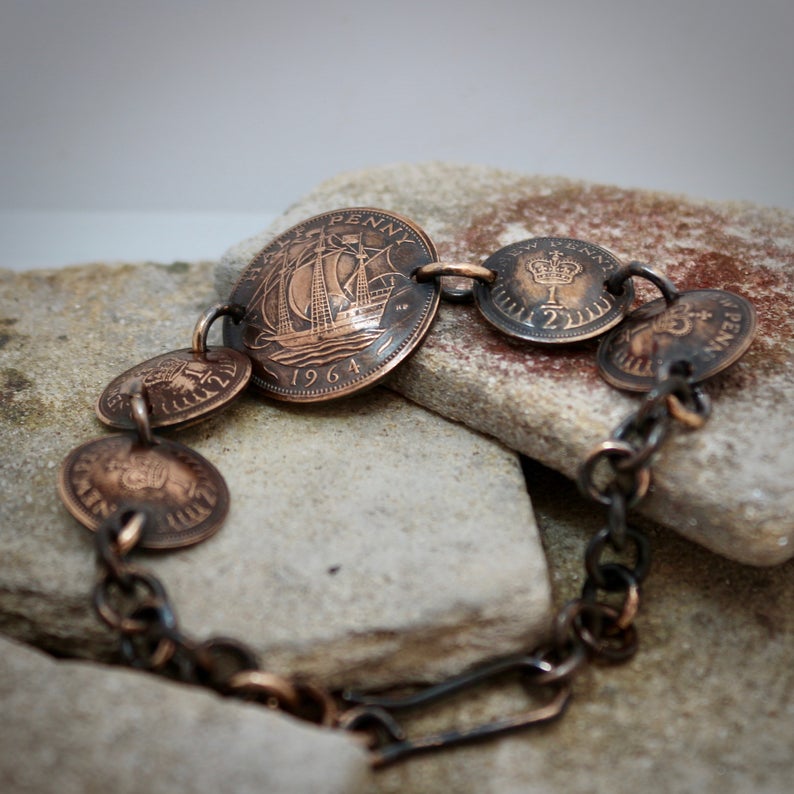 Bracelet Made From British Half Pennies.