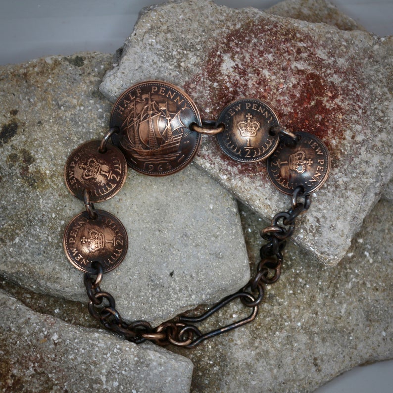 Bracelet Made From British Half Pennies.