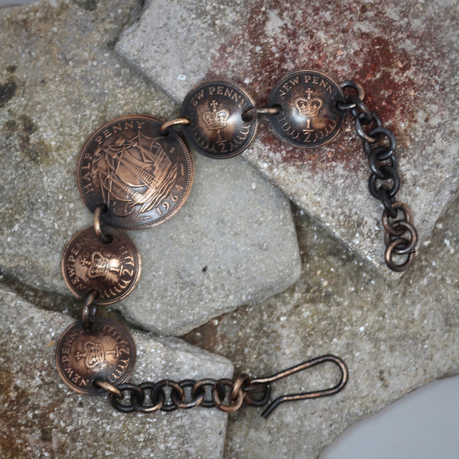 Bracelet Made From British Half Pennies.