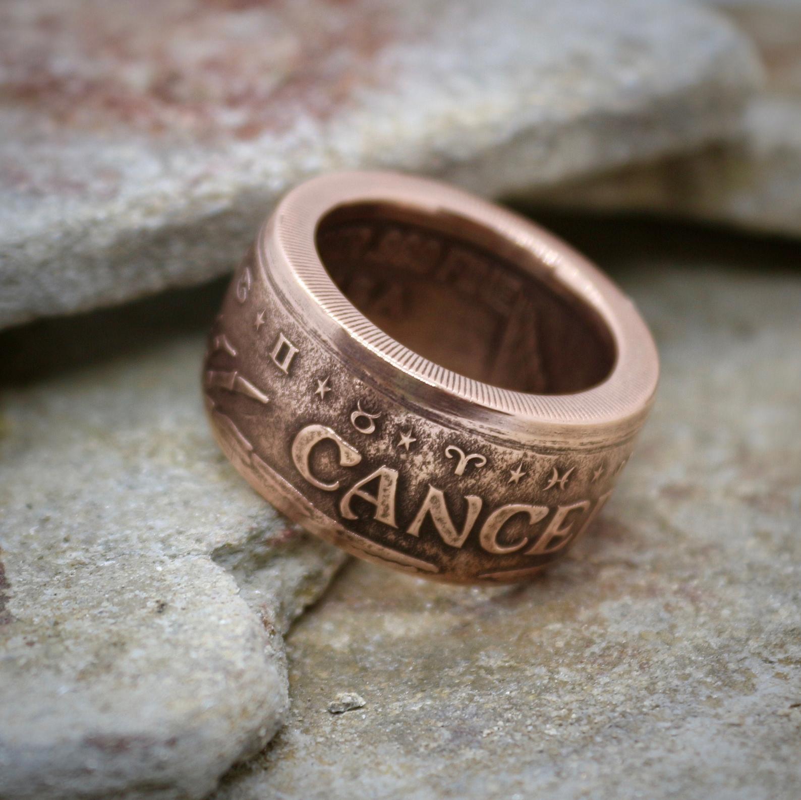 Copper Zodiac Sign Coin Ring